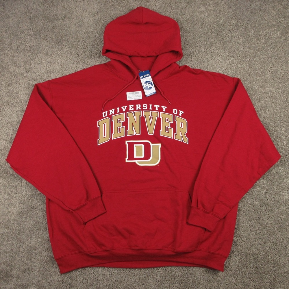 Denver Pioneers Sweater Mens 2XL Red Hoodie Sweatshirt Fleece University NEW